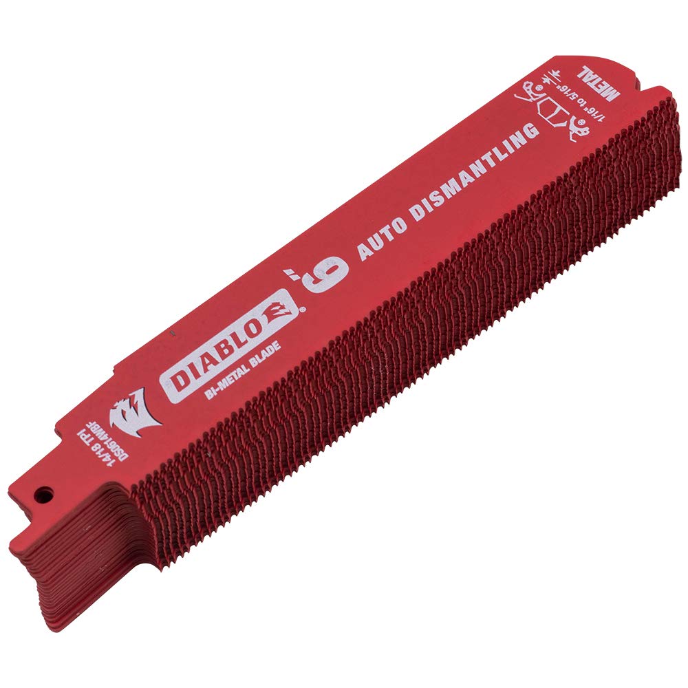 25 Pack 6 inch 14/18 TPI Diablo Steel Demon Bi-Metal Auto Dismantling Reciprocating Saw Blades